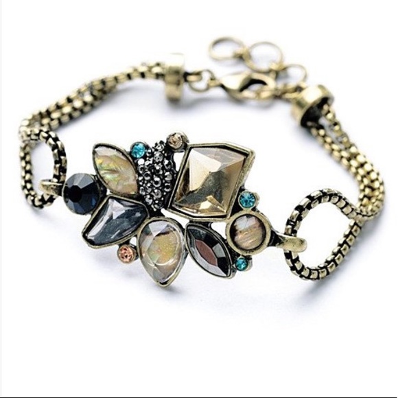 Goldtone & Blue Paua Shell Bracelet. - Picture 2 of 5